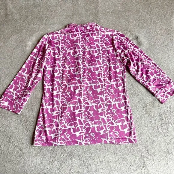 NWOT Sport Haley Women’s Pink Print 1/4 Zip Collared Sports Long Sleeve Top